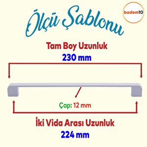 Mobilya Mutfak Dolabı Çekmece Dolap Oval  Kapak Kulpu Kulbu Beyaz 224 Mm Metal Kulp