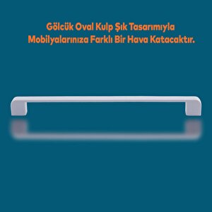 Mobilya Mutfak Dolabı Çekmece Dolap Oval  Kapak Kulpu Kulbu Beyaz 224 Mm Metal Kulp