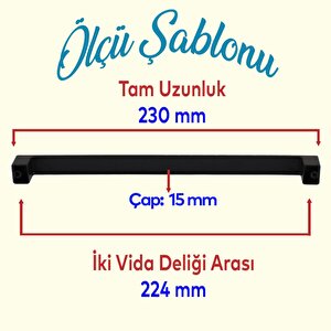 Mobilya Mutfak Dolabı Çekmece Dolap Kapak Kulpu Kulbu Siyah 224 Mm Desenli Metal Kulp