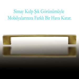 Mobilya Mutfak Dolabı Çekmece Dolap Kapak Kulpu Kulbu Antik Sarı 160 Mm Metal Düz Kulp