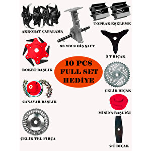 Eisen RED Mega Yeni Sezon 10 İN 1 Sırt Tipi Tırpan 20 HPX Ot Çim Çalı Biçme Makinası Full Aparat Hediyeli
