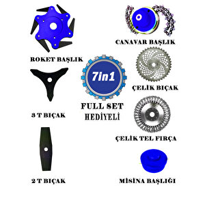 Blue Gtx Store Magnatec Motor 7 İN 1 Sırt Tipi Tırpan 20 HPX Benzinli Motorlu Ot Çim Çalı Biçme Aparat Hediyeli