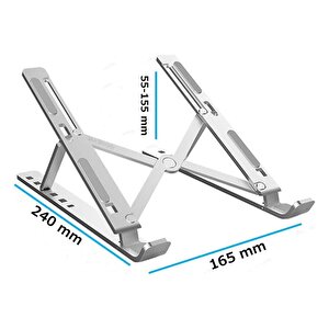 Torima Jx-18 Laptop Stand Macbook Notebook Katlanabilir Taşınabilir Metal Standı Gümüş