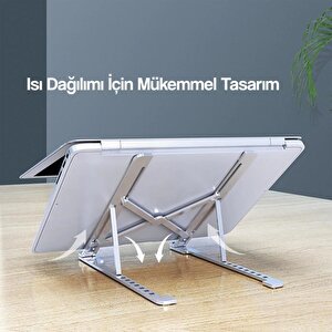 Torima Jx-18 Laptop Stand Macbook Notebook Katlanabilir Taşınabilir Metal Standı Gümüş