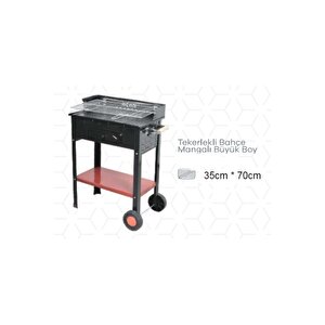 Emaye Kömürlü Tekerlekli Mangal 35*70