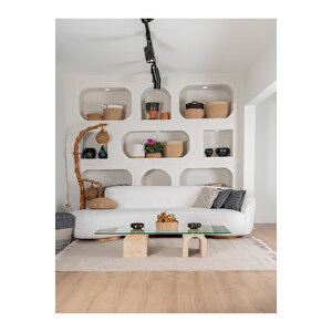 Azure Halı Şık Ve Modern Tasarım İskandinav Tarzı Saçaklı Bej Salon Halısı 80x150 cm
