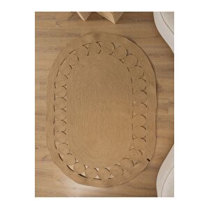 Antre Halısı, Doğal Hasır Halı Oval El Örmesi Çift Taraflı Antialerjik Kilim 200x290 cm