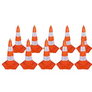 10 Adet Pvc Trafik Konisi 52 Cm Trafik Dubası