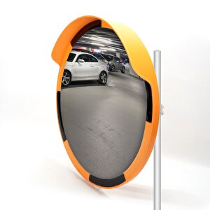 Trafik Güvenlik Aynası 60 Cm Sarı-siyah Ve 2 M Galvaniz Flanşlı Direk Set