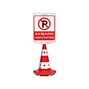 Akbank Park Etmeyiniz Logo Çift Taraf Baskı Kedi Gözlü Ağırlıklı Koni Seti Trafik Dubası