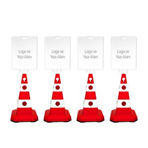 Şirkete Özel Logo Çift Taraf Baskı Ultra Kedi Gözlü Ağırlıklı Trafik Koni 4 Adet Trafik Dubası