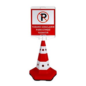 Yabancı Araçların Park Etmesi Yasaktır Logo Klasik Kedi Gözlü Koni Seti Trafik Dubası