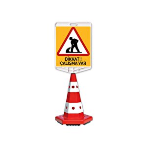 Çalışma Var Logo Klasik Kedi Gözlü Koni Seti Trafik Dubası