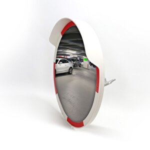 Trafik Güvenlik Aynası 60 Cm Kırmızı-beyaz Ve 2 M Galvaniz Flanşlı Direk Set