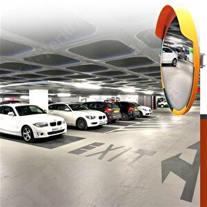 Trafik Güvenlik Aynası 60 Cm Sarı-siyah Ve 2.5 M Galvaniz Flanşlı Direk Set