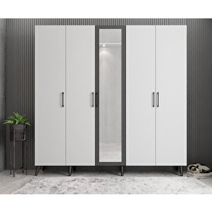 Açelya Portmanto Vestiyer Füme Beyaz - 225cm M12 Montaj Dahil