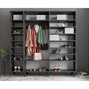 Açelya Portmanto Vestiyer Füme Beyaz - 225cm M12 Montaj Dahil