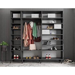Açelya Portmanto Vestiyer Füme - 200cm M12 Montaj Dahil