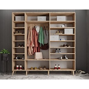 Açelya Portmanto Vestiyer Meşe Beyaz - 175cm M12 Montaj Dahil