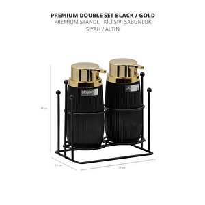 Okyanus Home Gold Premium Standlı Siyah İkili Sıvı Sabunluk