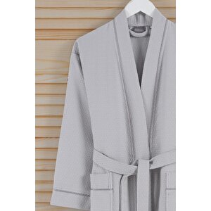 Varol Dama Serisi Kimono Yaka Pike Bornoz Sabahlık Açik Gri̇-s/m