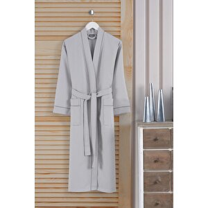 Dama Serisi Kimono Yaka Pike Bornoz Sabahlık Açik Gri̇-xxl