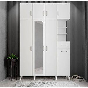 Açelya Portmanto Vestiyer Beyaz - 140cm M11 Montaj Dahil