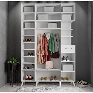 Açelya Portmanto Vestiyer Beyaz - 140cm M11 Montaj Dahil