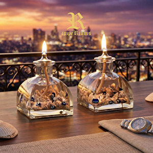 Imperiums Sea Shell Dekoratif Kandil Mum 2'li Set
