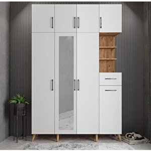 Açelya Portmanto Vestiyer Çam Beyaz - 180cm M11 Montaj Dahil