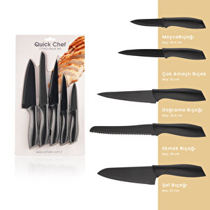 Quick Chef Bıçak Seti-5 Parça-siyah