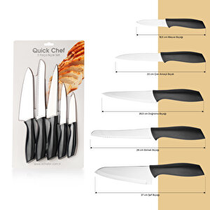Quick Chef Bıçak Seti-5 Parça-siyah
