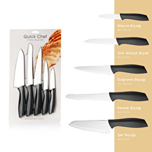 Quick Chef Bıçak Seti-5 Parça-siyah