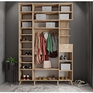 Açelya Portmanto Vestiyer Meşe - 140cm M11 Montaj Dahil