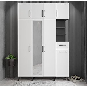 Açelya Portmanto Vestiyer Füme Beyaz - 140cm M11 Montaj Dahil