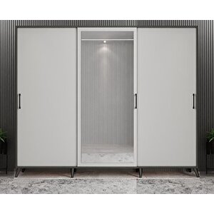 Beyzade Sürgülü Portmanto Vestiyer Füme Beyaz 208 Cm Montaj Dahil