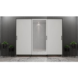 Beyzade Sürgülü Portmanto Vestiyer Füme Beyaz 208 Cm Montaj Dahil