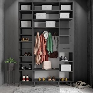 Açelya Portmanto Vestiyer Füme - 180cm M11 Montaj Dahil