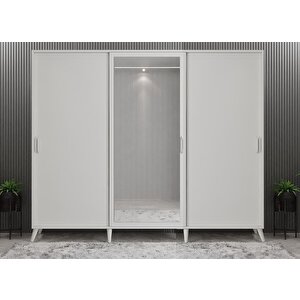 Beyzade Sürgülü Portmanto Vestiyer Beyaz 180 Cm Montaj Dahil