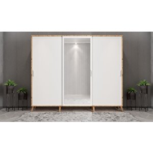 Beyzade Sürgülü Portmanto Vestiyer Çam Beyaz 208 Cm Montaj Dahil