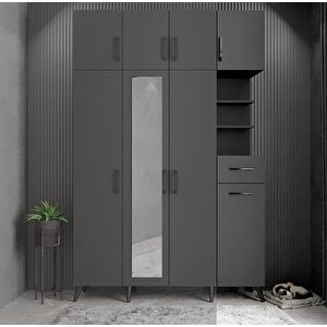 Açelya Portmanto Vestiyer Füme - 140cm M11 Montaj Dahil