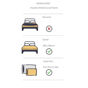Pan Serisi Ranforce  King Size Çarşaf Takımı 63 Tel %100 Pamuk
