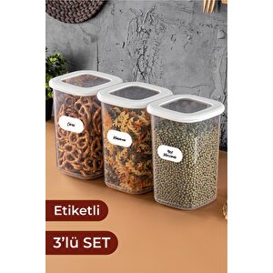 Foly Etiketli Kare Erzak Saklama Kabı 3'lü Set Orta Boy 1,2 Litre