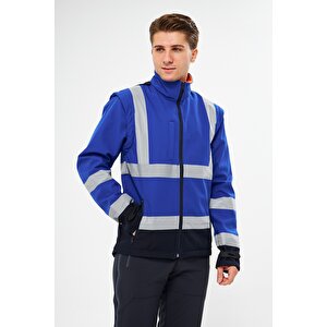 Orange Safety Saks Mavi Softshell Mont Reflektörlü Kolları Çıkmalı