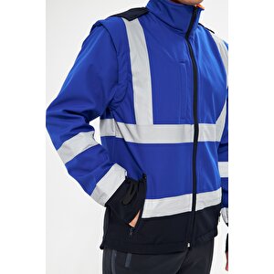 Orange Safety Saks Mavi Softshell Mont Reflektörlü Kolları Çıkmalı