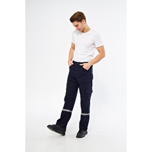 İş Pantolonu 7/7 Gabardin %100 Pamuk Reflektörlü Kargo Cepli S