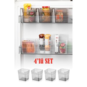 Buzdolabı Düzenleyici Kutu 4lü Antrasit