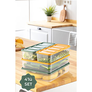 4lü Bella Buzdolabı Düzenleyici Turuncu-yeşil 2x (3,5 1,65 Litre)