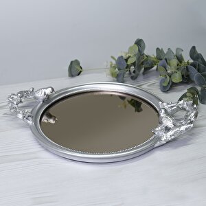 Velina Aynalı Tepsi Gümüş