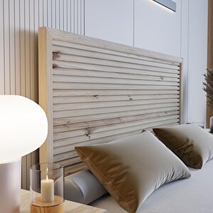 Alaz Model Vernikli Çam Ahşap Karyola Ve İki Komodin Set ( Yatay )